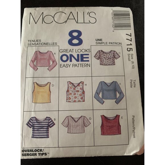 McCall's Misses Top Shirt Sewing Pattern Sz 8 - 10 7715 - Uncut - Picture 8 of 8